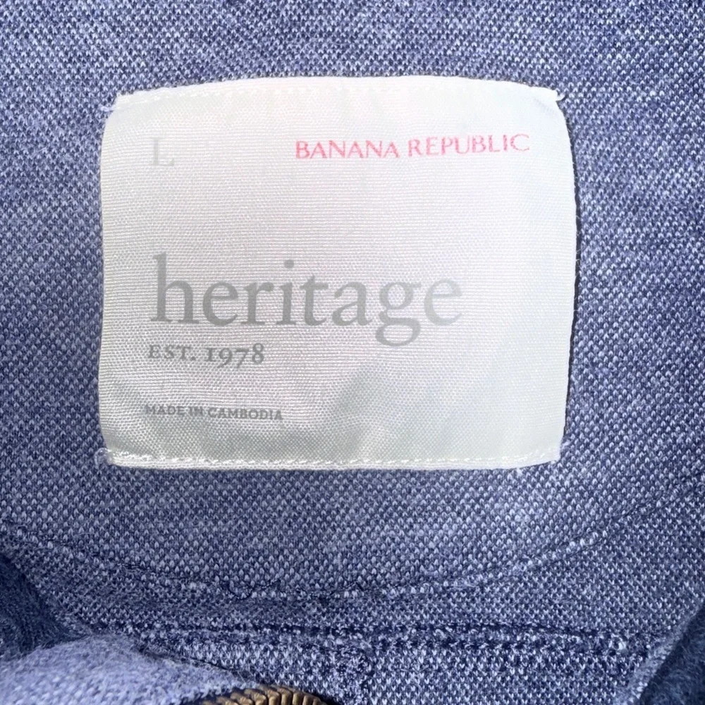 🧥 Banana Republic Heritage Moto Snap 1/2 Zip Pullover Men’s L | Navy Blue